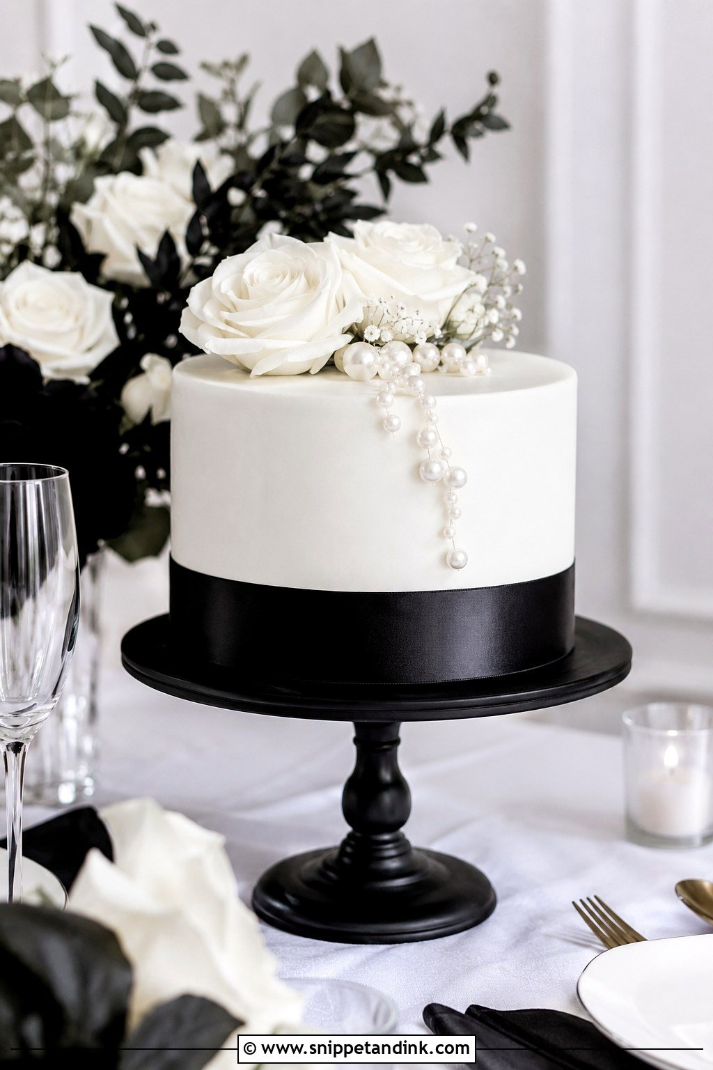 One Tier Wedding Cake With Black And White - Snippet and Ink - 20 1 Tier Cake Design Ideas for Wedding