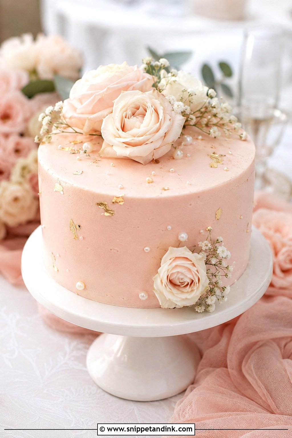 One Tier Wedding Cake With Blush Color - Snippet and Ink - 20 1 Tier Cake Design Ideas for Wedding