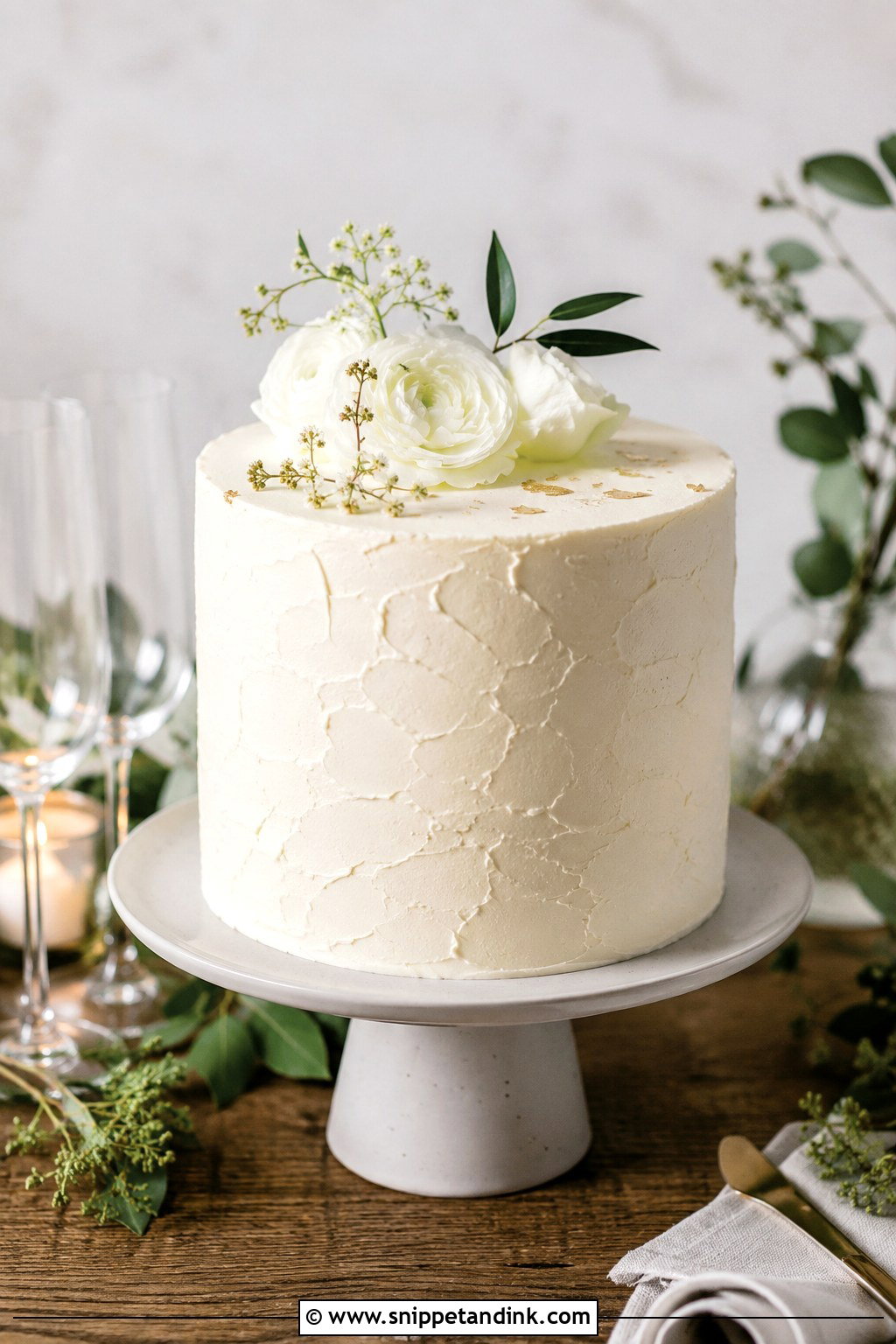 One Tier Wedding Cake With Buttercream Texture - Snippet and Ink - 20 1 Tier Cake Design Ideas for Wedding