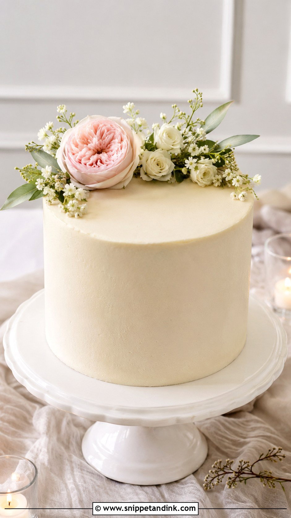 One Tier Wedding Cake With Flowers - Snippet and Ink - 20 Simple Flower Cake Ideas for Wedding