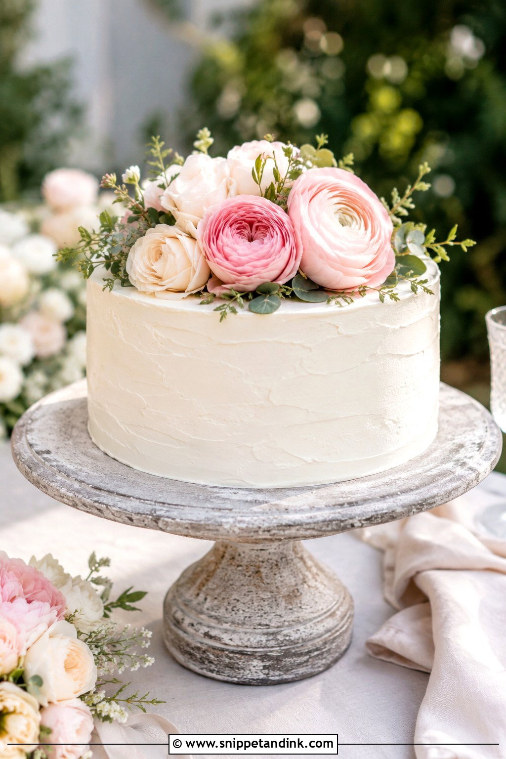 One Tier Wedding Cake With Flowers - Snippet and Ink - 20 1 Tier Cake Design Ideas for Wedding