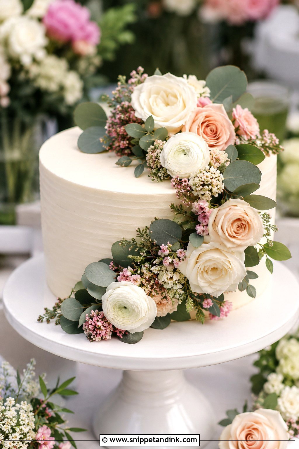 One Tier Wedding Cake With Fresh Flowers - Snippet and Ink - 20 1 Tier Wedding Cake Designs