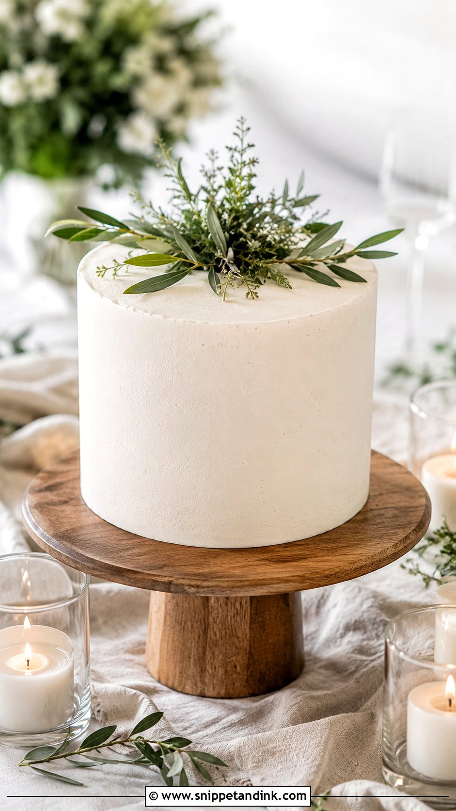 One Tier Wedding Cake With Greenery - Snippet and Ink - 20 Simple Wedding Cakes with Greenery