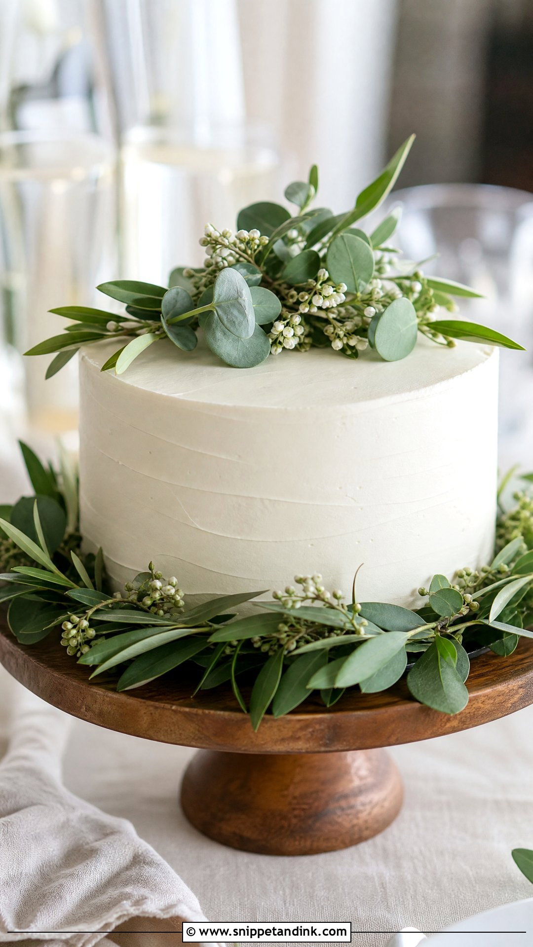 One Tier Wedding Cake With Greenery - Snippet and Ink - 25 One Tier Wedding Cake Ideas
