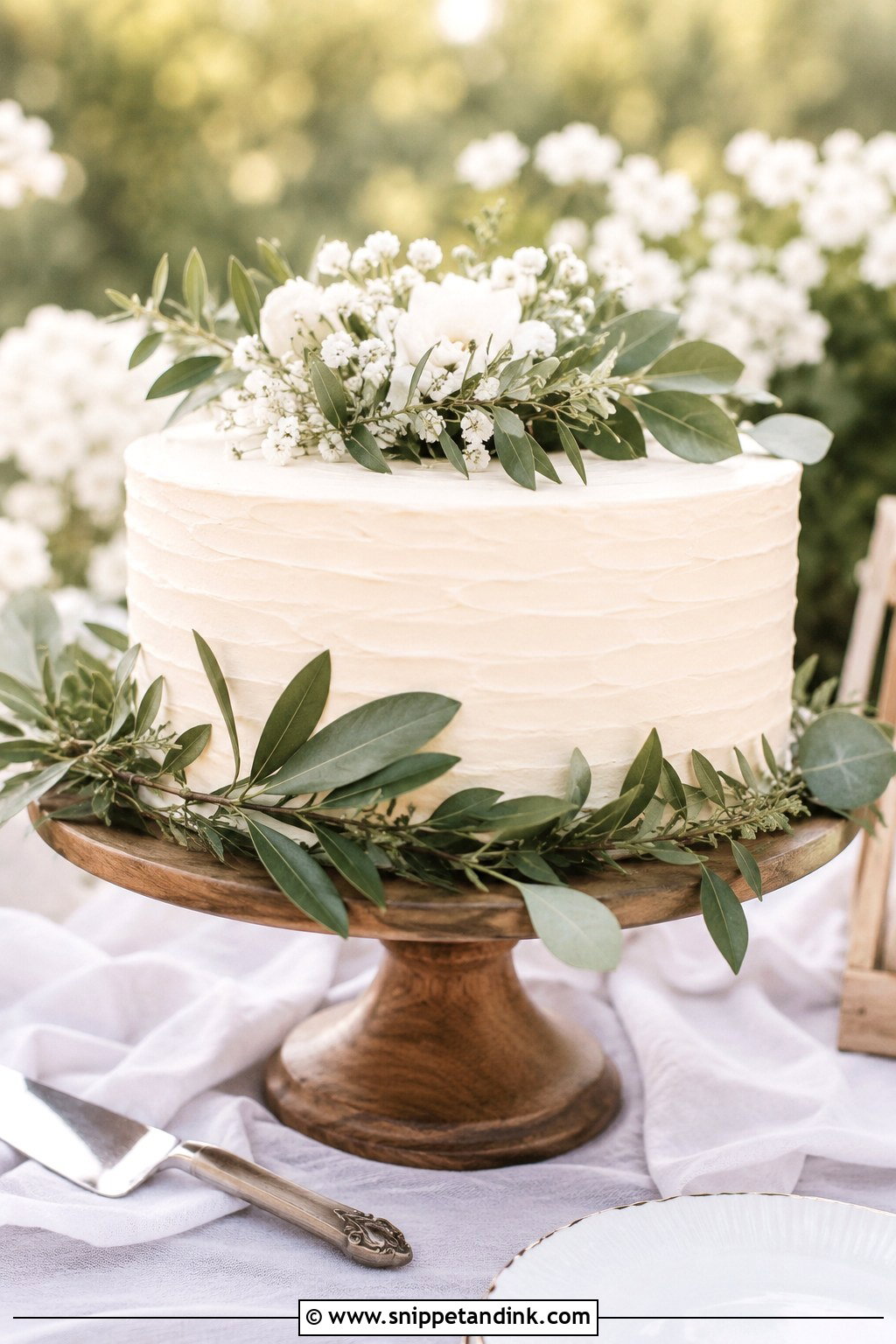 One Tier Wedding Cake With Greenery - Snippet and Ink - 20 1 Tier Cake Design Ideas for Wedding