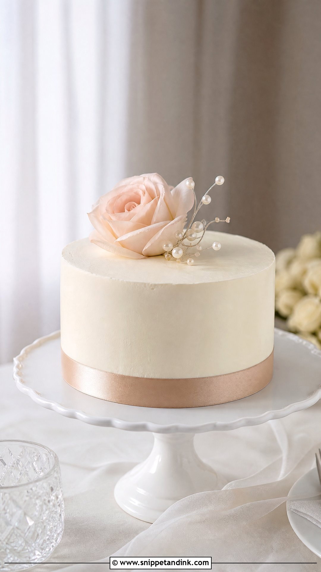 One Tier Wedding Cake With Ribbon - Snippet and Ink - 20 Simple Small One Tier Wedding Cake Ideas