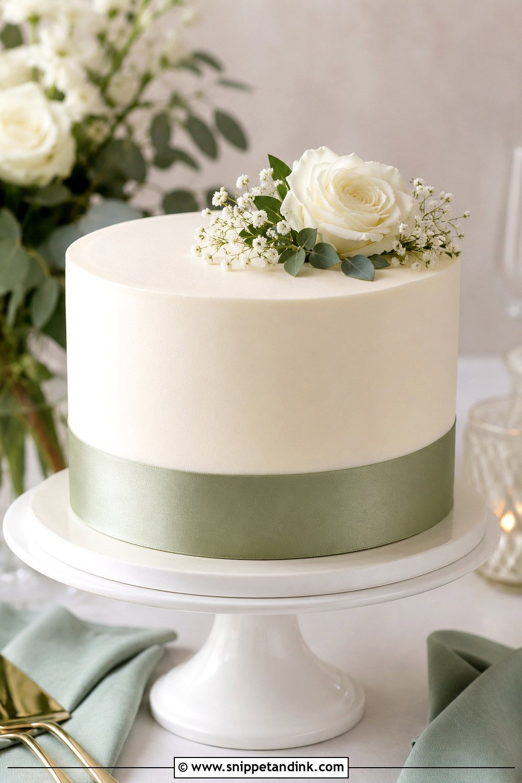 One Tier Wedding Cake With Ribbon - Snippet and Ink - 20 1 Tier Cake Design Ideas for Wedding