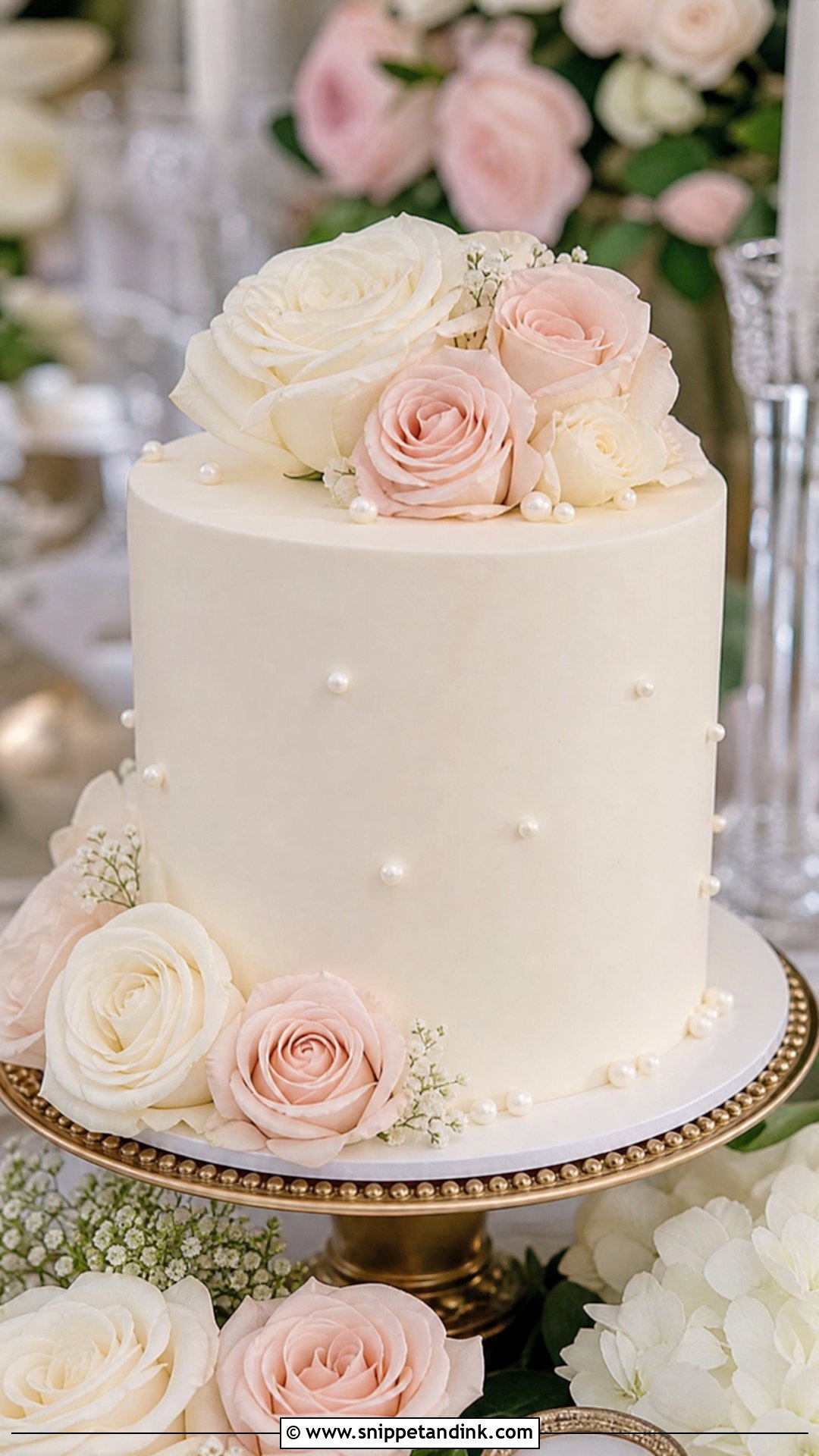 One Tier Wedding Cake With Roses - Snippet and Ink - 25 One Tier Wedding Cake Ideas