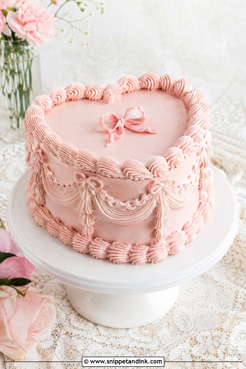 One Tier Wedding Cake With Vintage Piping - Snippet and Ink - 20 1 Tier Cake Design Ideas for Wedding