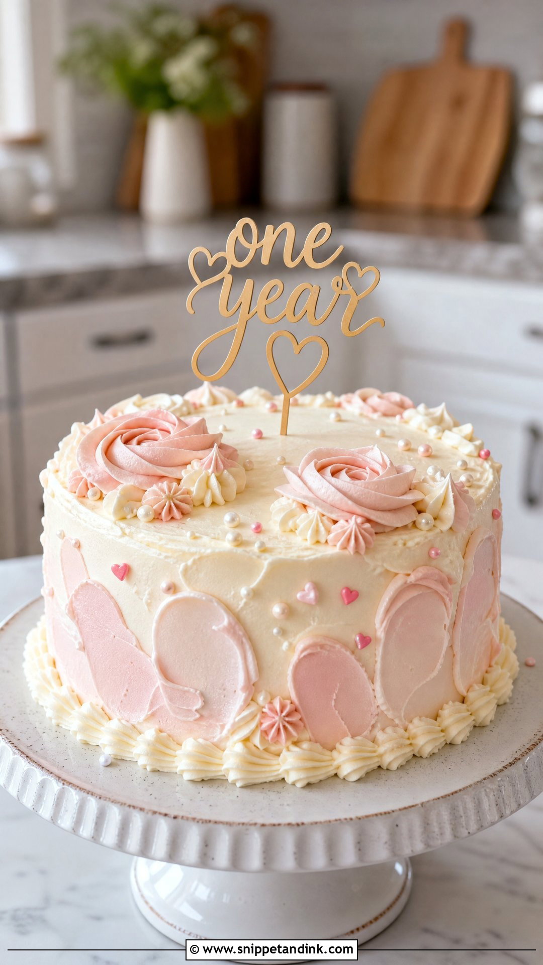 One Year Anniversary Buttercream Cake - Snippet and Ink - 30 One Year Anniversary Cake Ideas