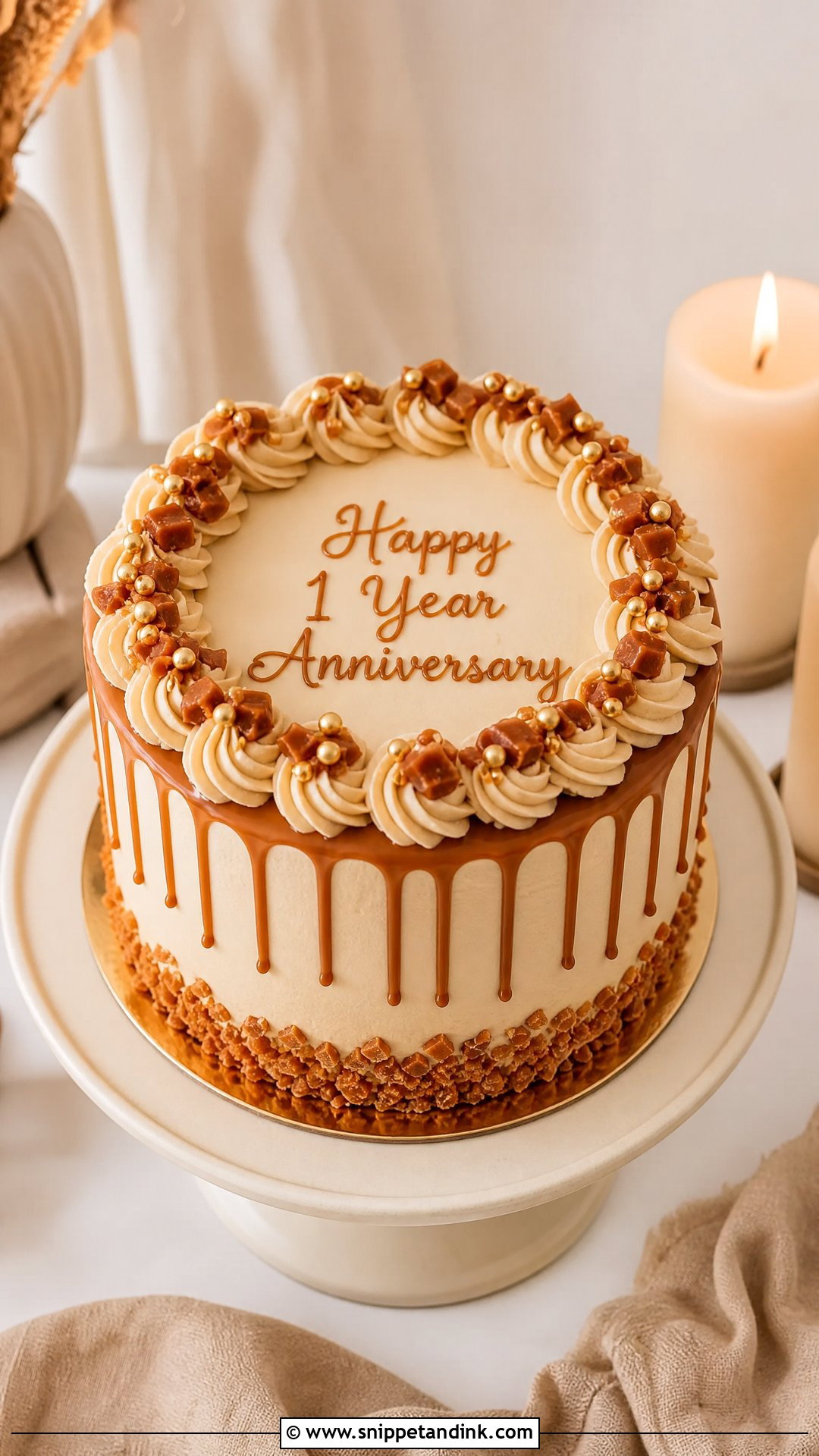 One Year Anniversary Caramel Cake - Snippet and Ink - 30 One Year Anniversary Cake Ideas