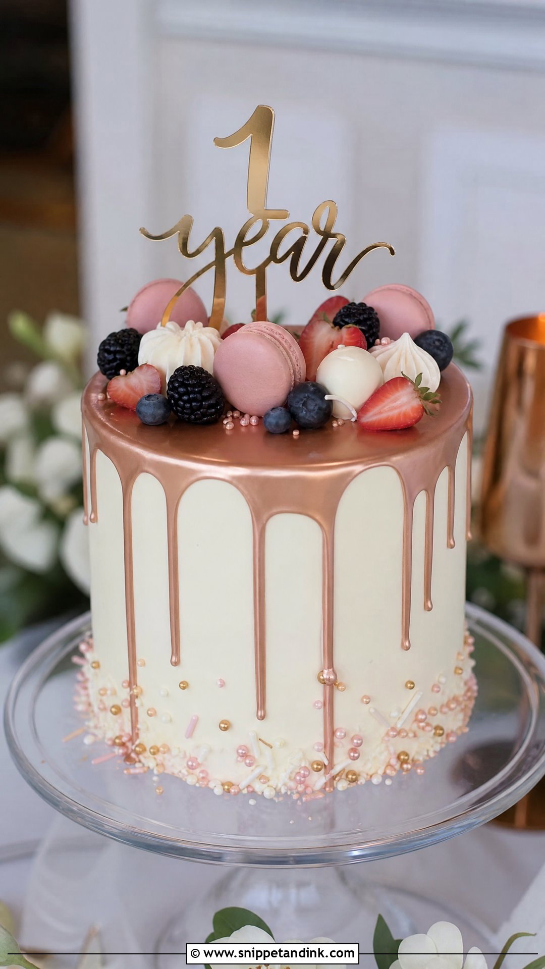 One Year Anniversary Drip Cake - Snippet and Ink - 30 One Year Anniversary Cake Ideas