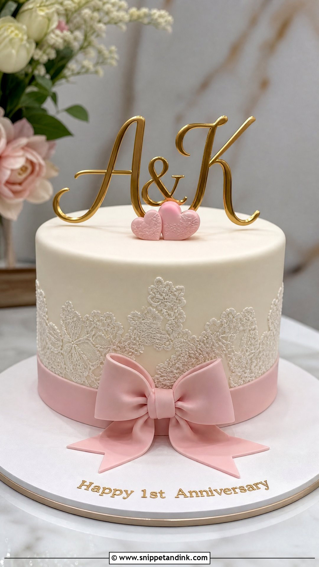 One Year Anniversary Fondant Cake - Snippet and Ink - 30 One Year Anniversary Cake Ideas