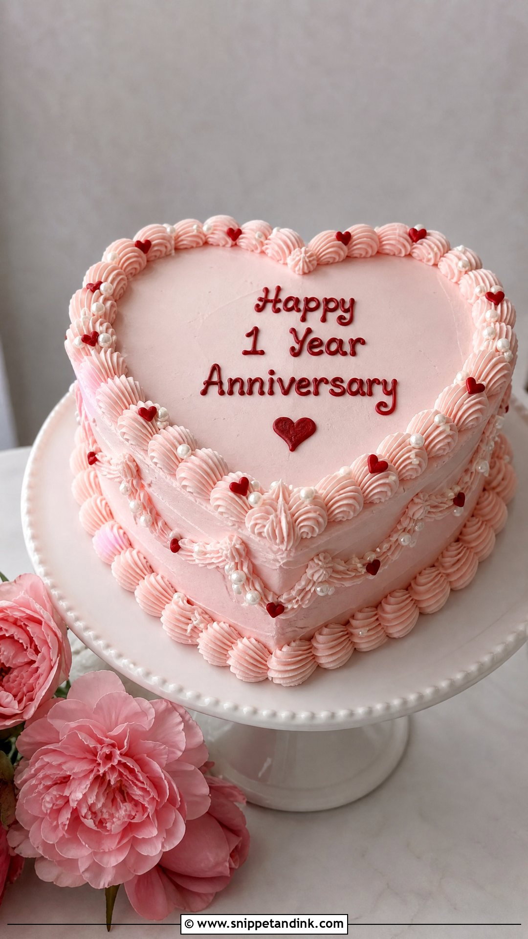 One Year Anniversary Heart Cake - Snippet and Ink - 30 One Year Anniversary Cake Ideas