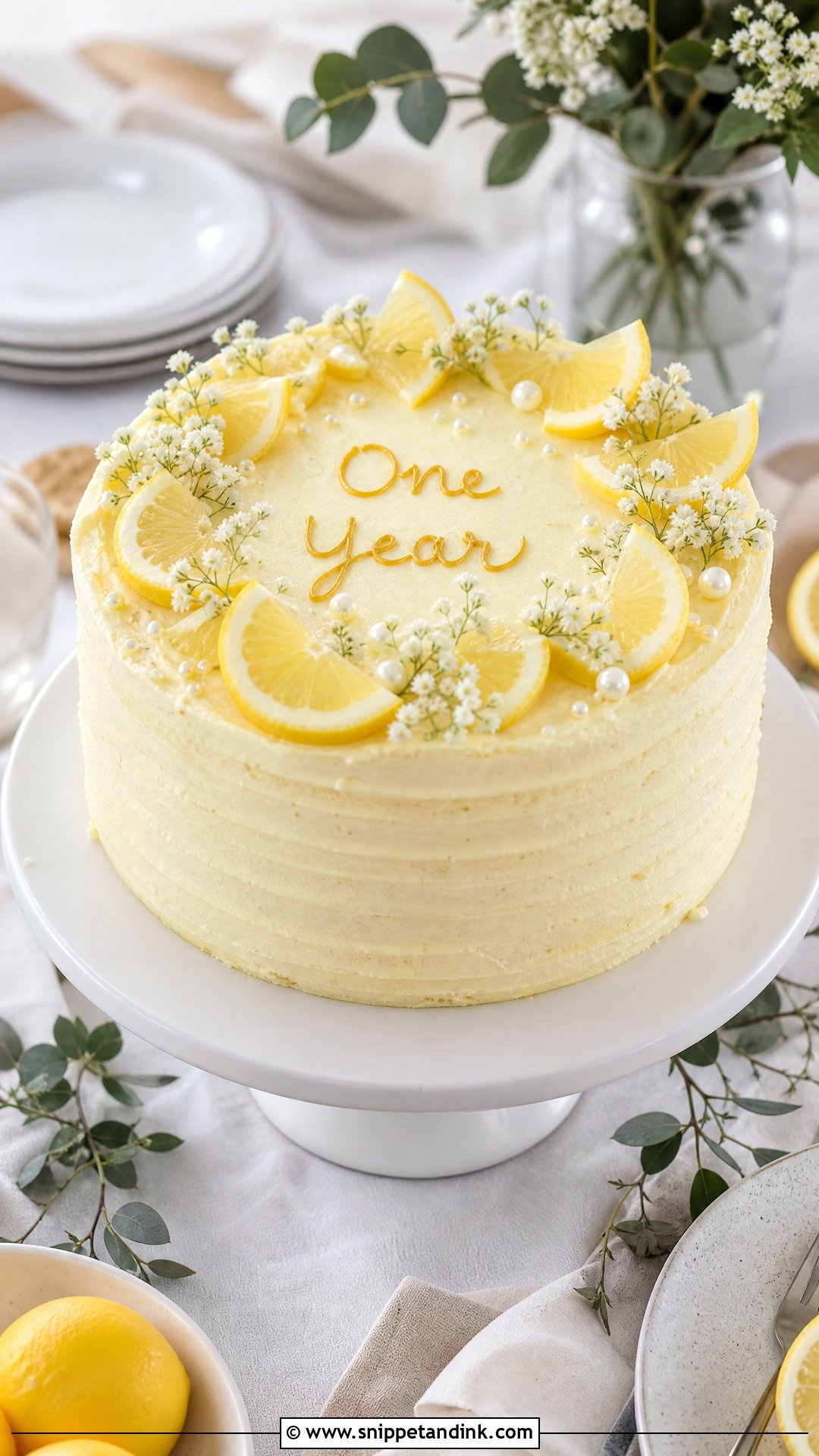 One Year Anniversary Lemon Cake - Snippet and Ink - 30 One Year Anniversary Cake Ideas