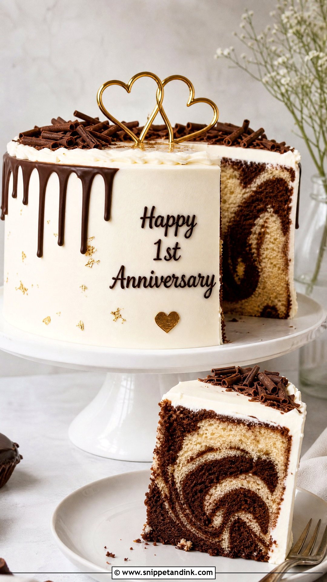 One Year Anniversary Marble Cake - Snippet and Ink - 30 One Year Anniversary Cake Ideas
