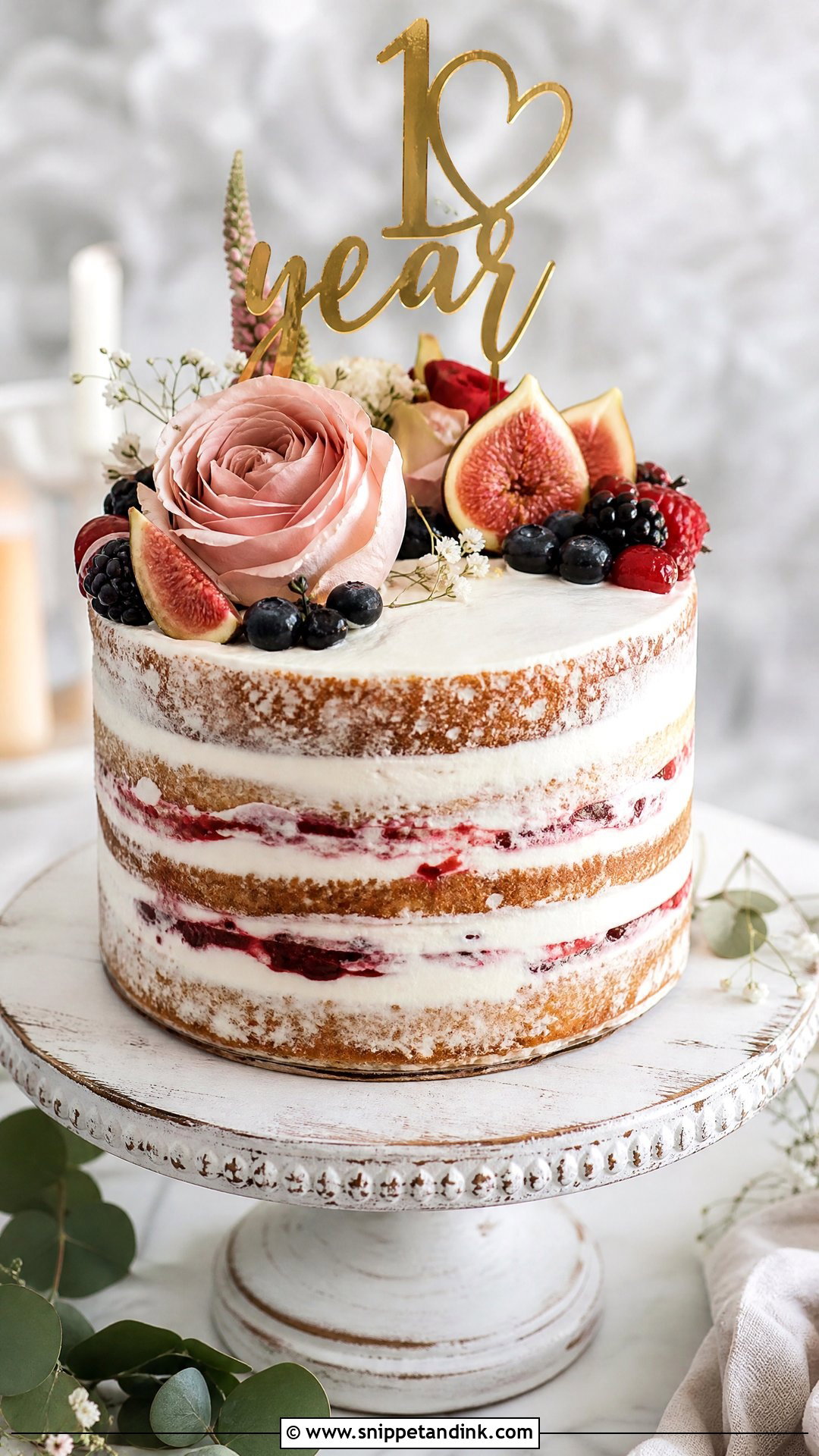 One Year Anniversary Naked Cake - Snippet and Ink - 30 One Year Anniversary Cake Ideas
