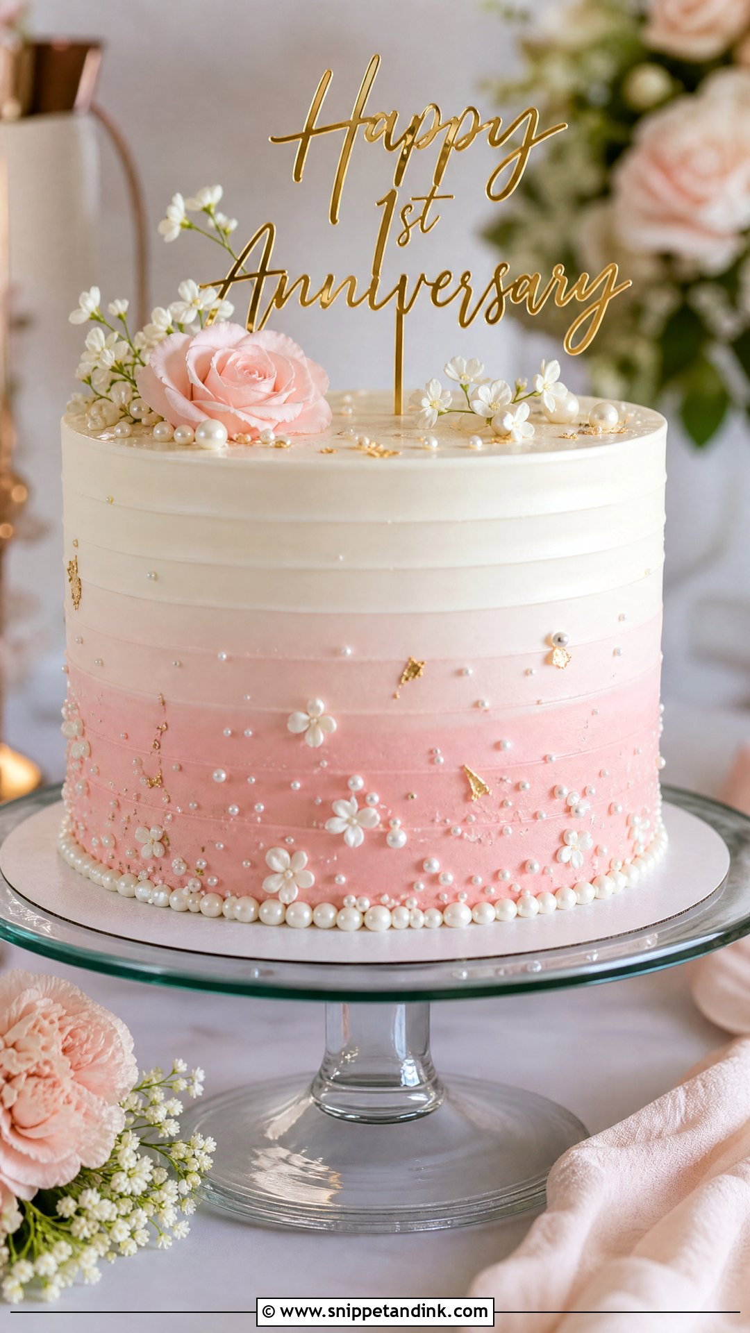 One Year Anniversary Ombre Cake - Snippet and Ink - 30 One Year Anniversary Cake Ideas