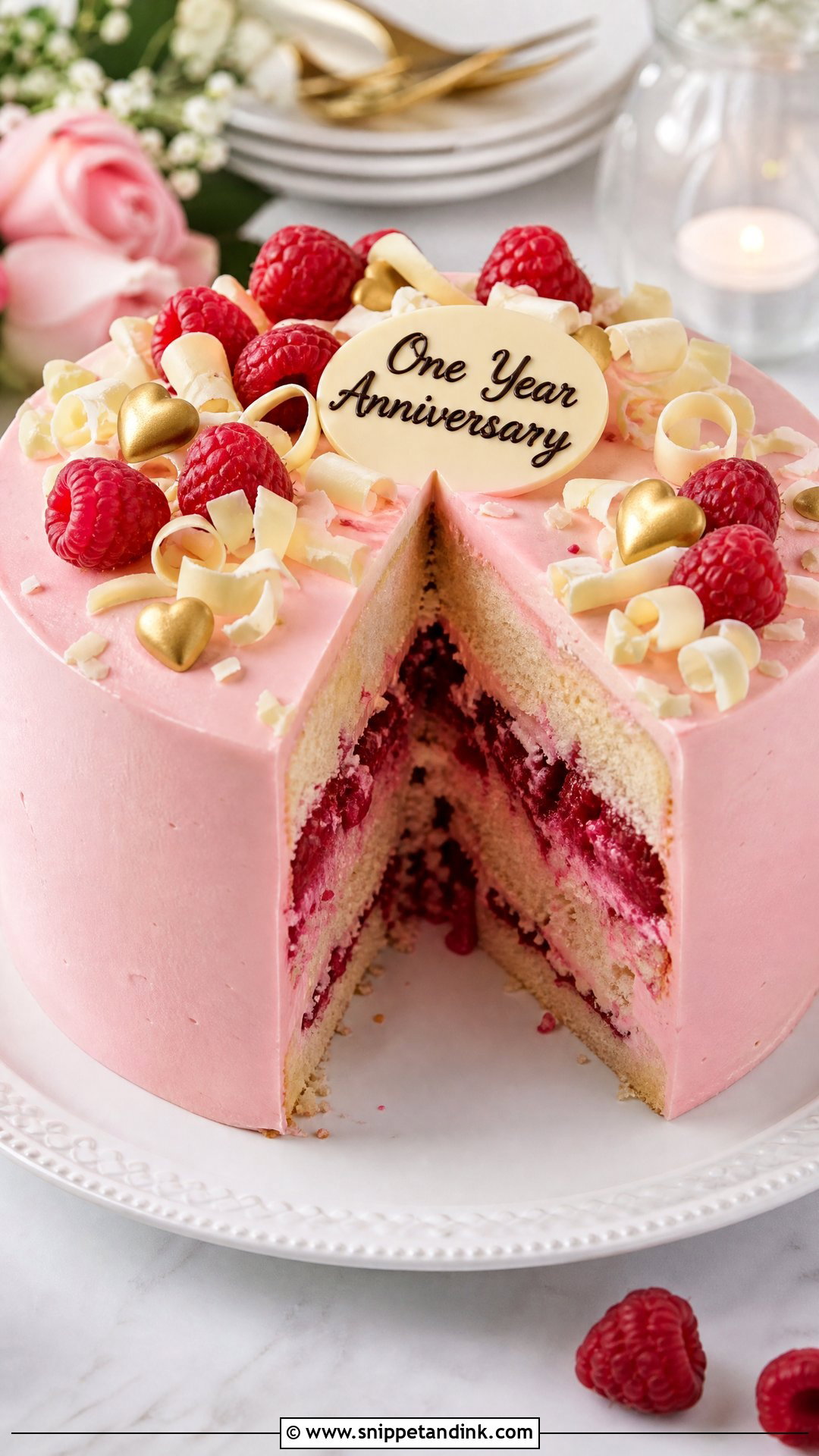 One Year Anniversary Raspberry Cake - Snippet and Ink - 30 One Year Anniversary Cake Ideas