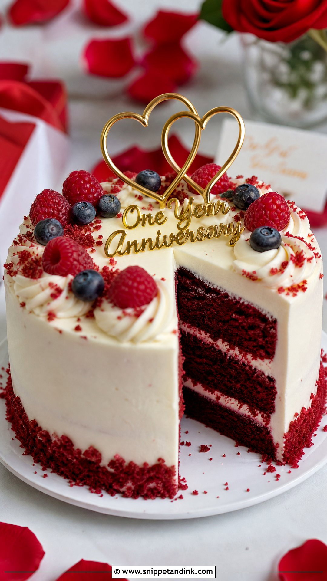 One Year Anniversary Red Velvet Cake - Snippet and Ink - 30 One Year Anniversary Cake Ideas