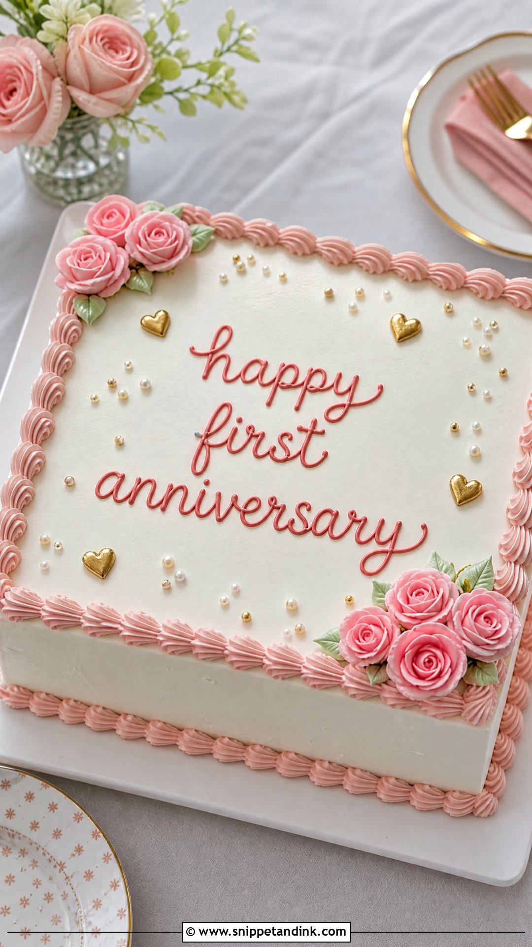 One Year Anniversary Sheet Cake - Snippet and Ink - 30 One Year Anniversary Cake Ideas