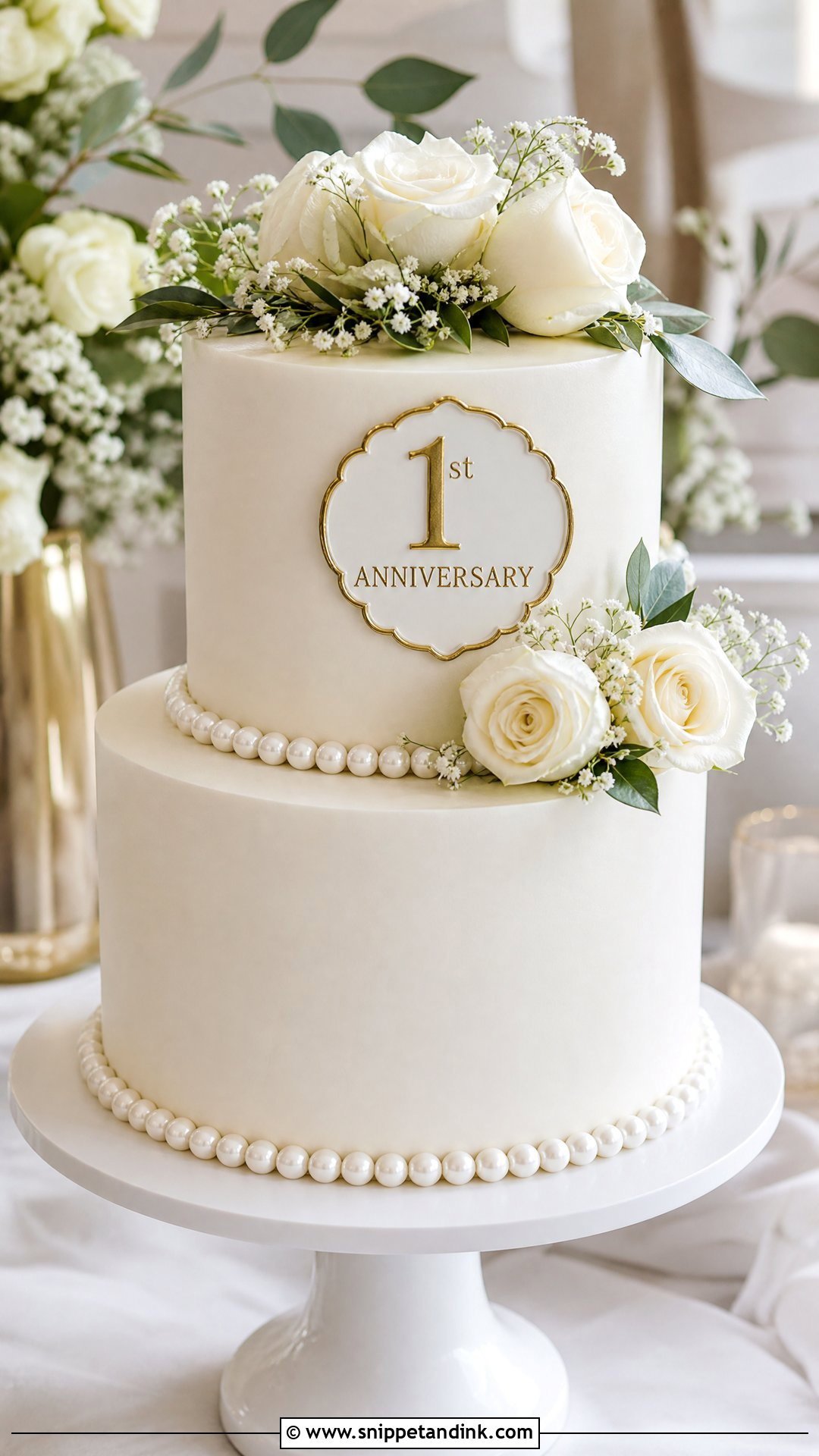 One Year Anniversary Tiered Cake - Snippet and Ink - 30 One Year Anniversary Cake Ideas