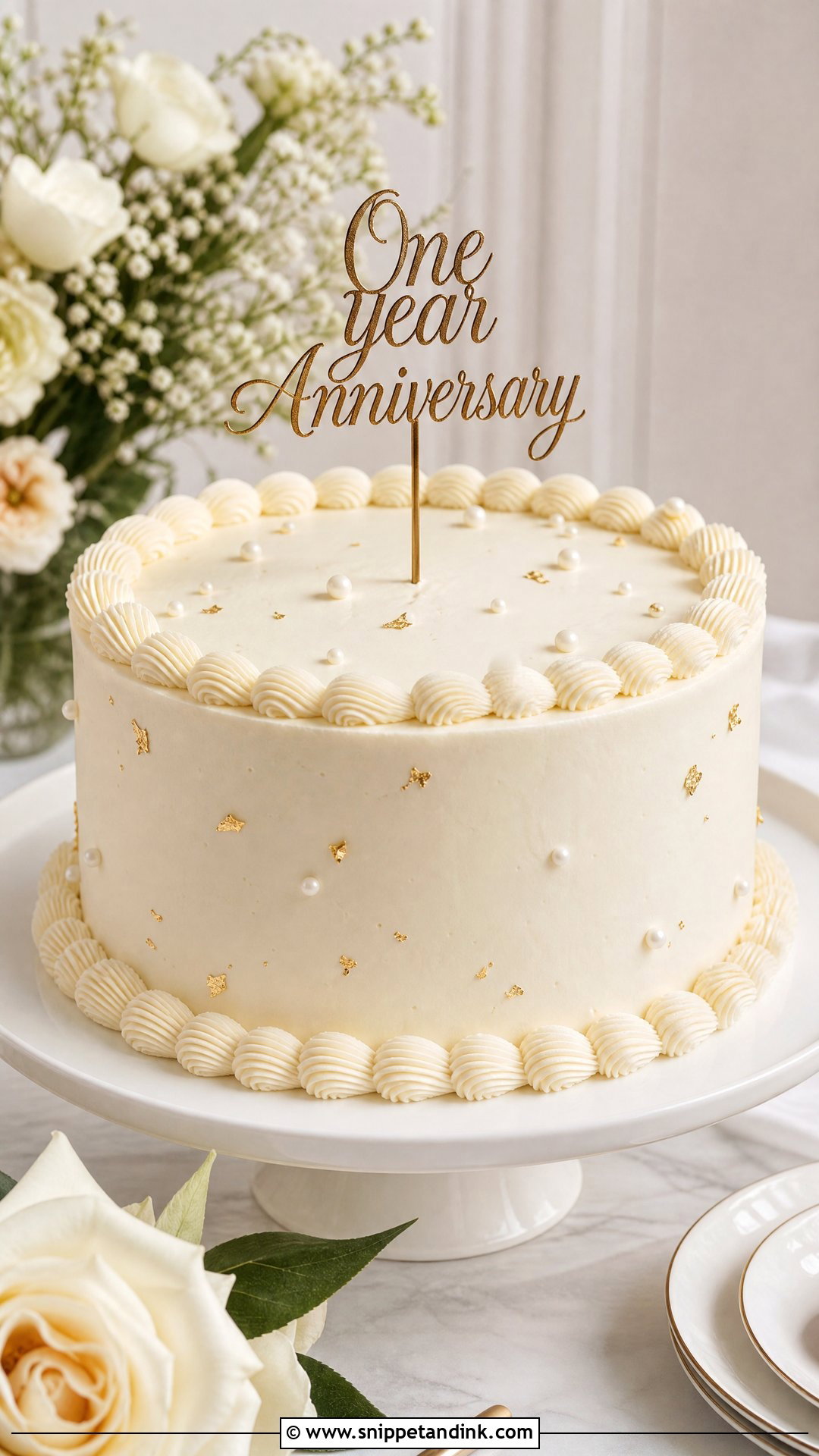 One Year Anniversary Vanilla Cake - Snippet and Ink - 30 One Year Anniversary Cake Ideas