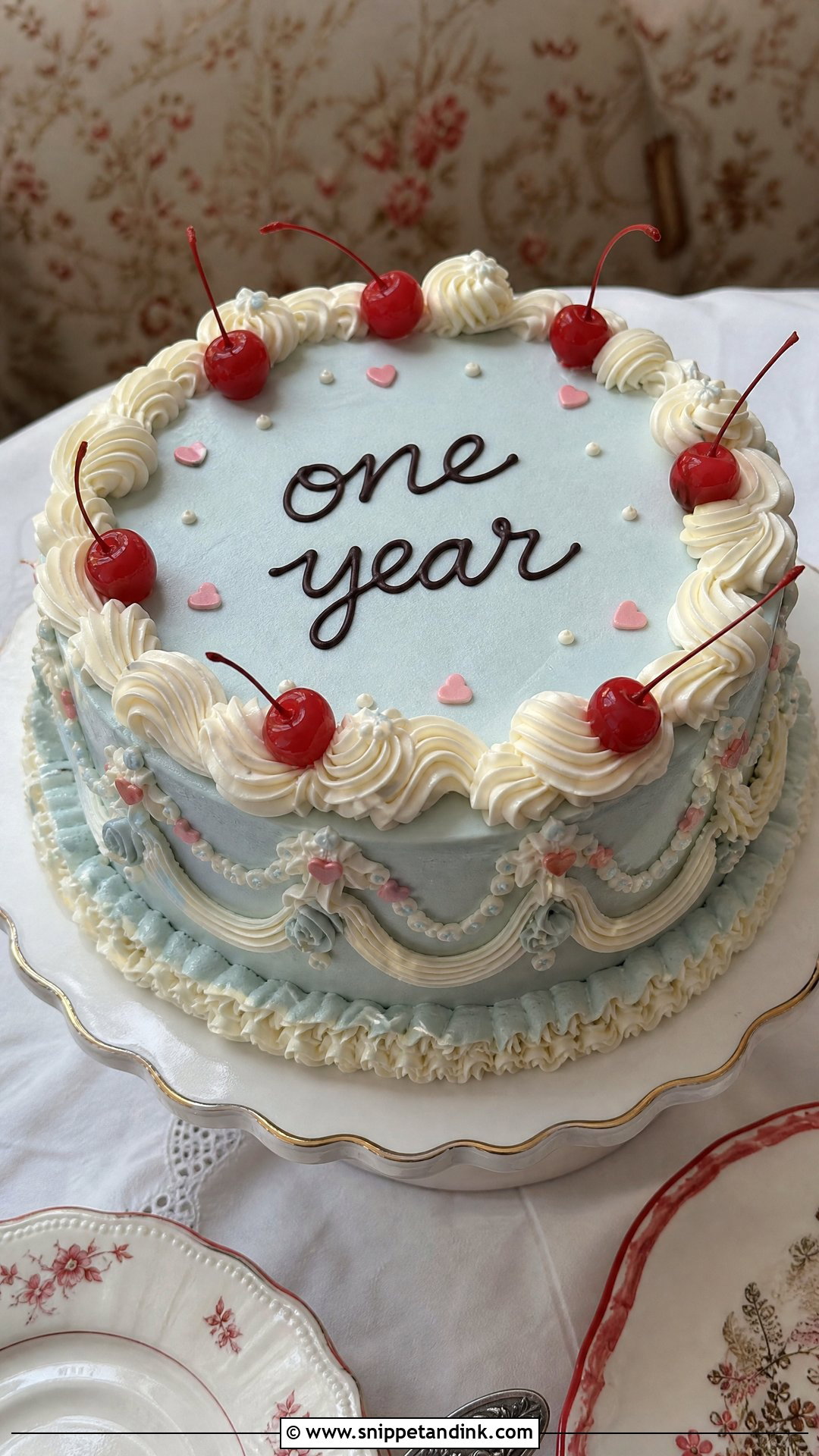 One Year Anniversary Vintage Cake - Snippet and Ink - 30 One Year Anniversary Cake Ideas