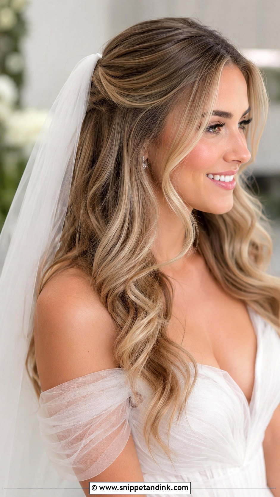 Open Bridal Loose Waves With Veil - Snippet and Ink - 15 Open Bride Hairstyles