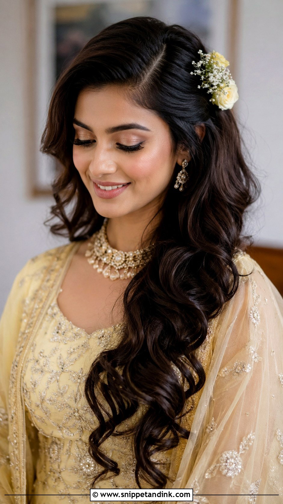 Open Curls Mehendi Hairstyle - Snippet and Ink - 15 Mehendi Hairstyles for Bride