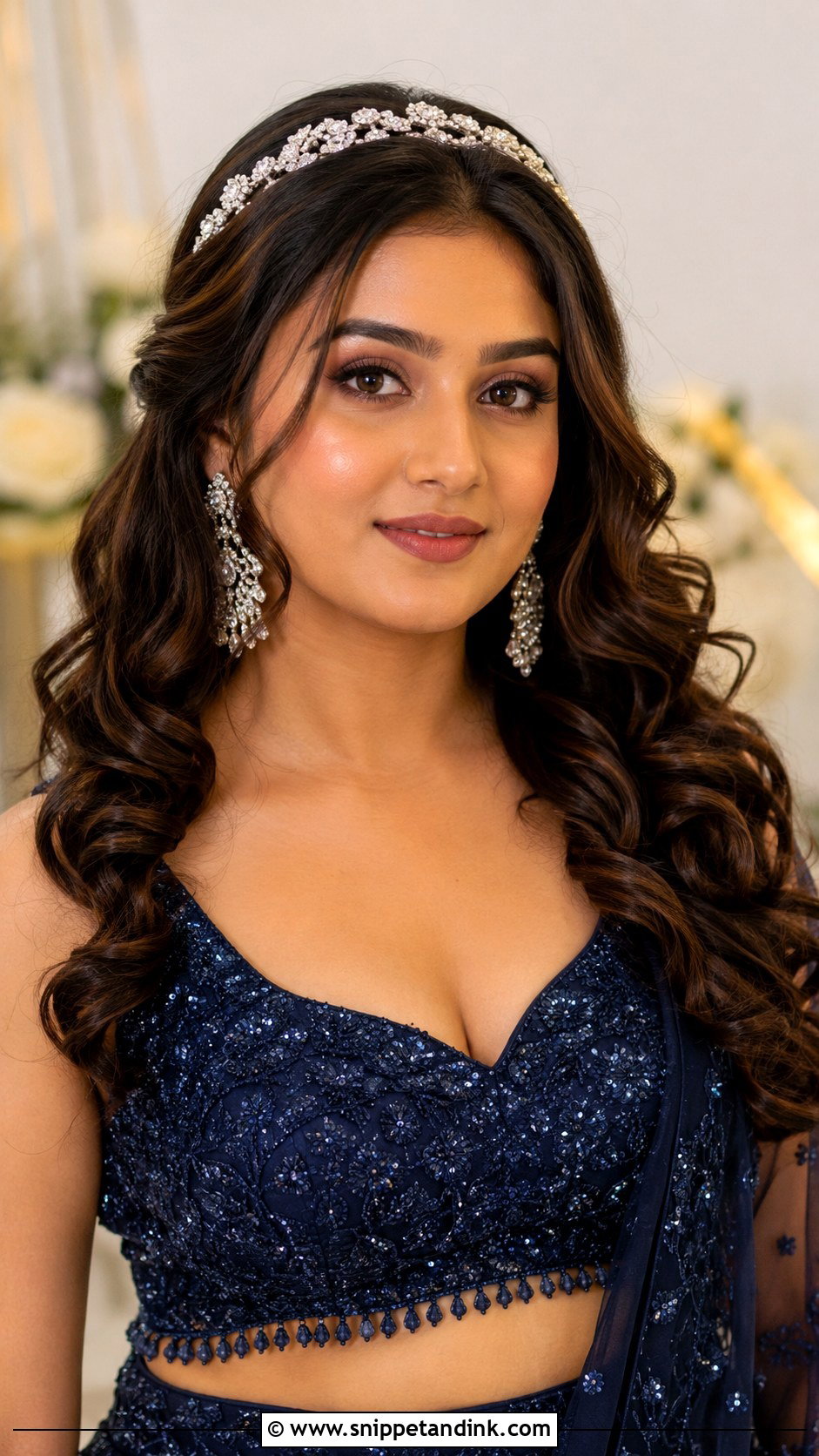 Open Curls With Bejewelled Headband - Snippet and Ink - 20 Indian Wedding Hair Styles