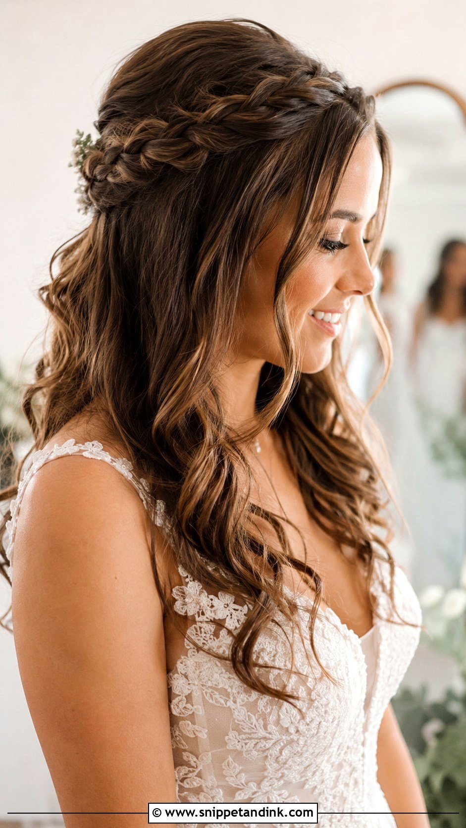 Open Curls With Braided Crown - Snippet and Ink - 25 Open Curls Hairstyles for Wedding