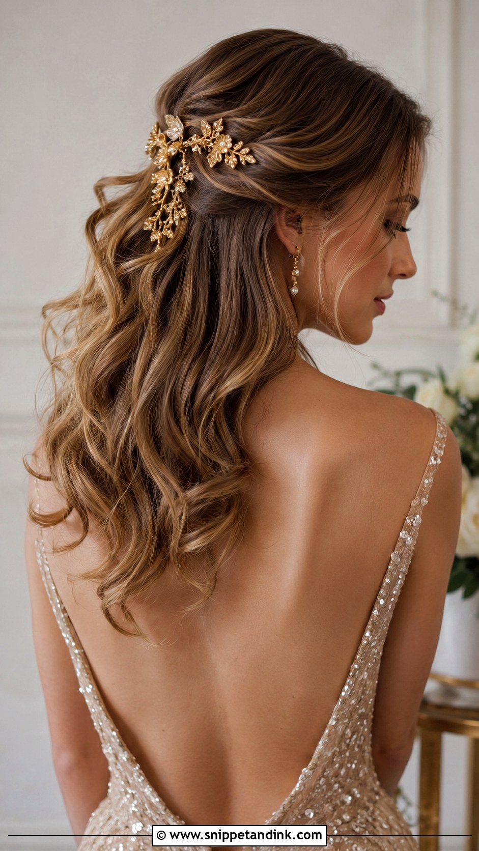 Open Curls With Gold Accessories - Snippet and Ink - 25 Open Curls Hairstyles for Wedding