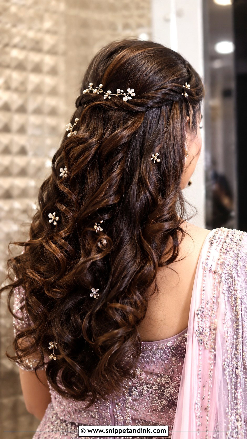 Open Curls With Hair Jewelry - Snippet and Ink - 20 Indian Hairstyles for Marriage Function