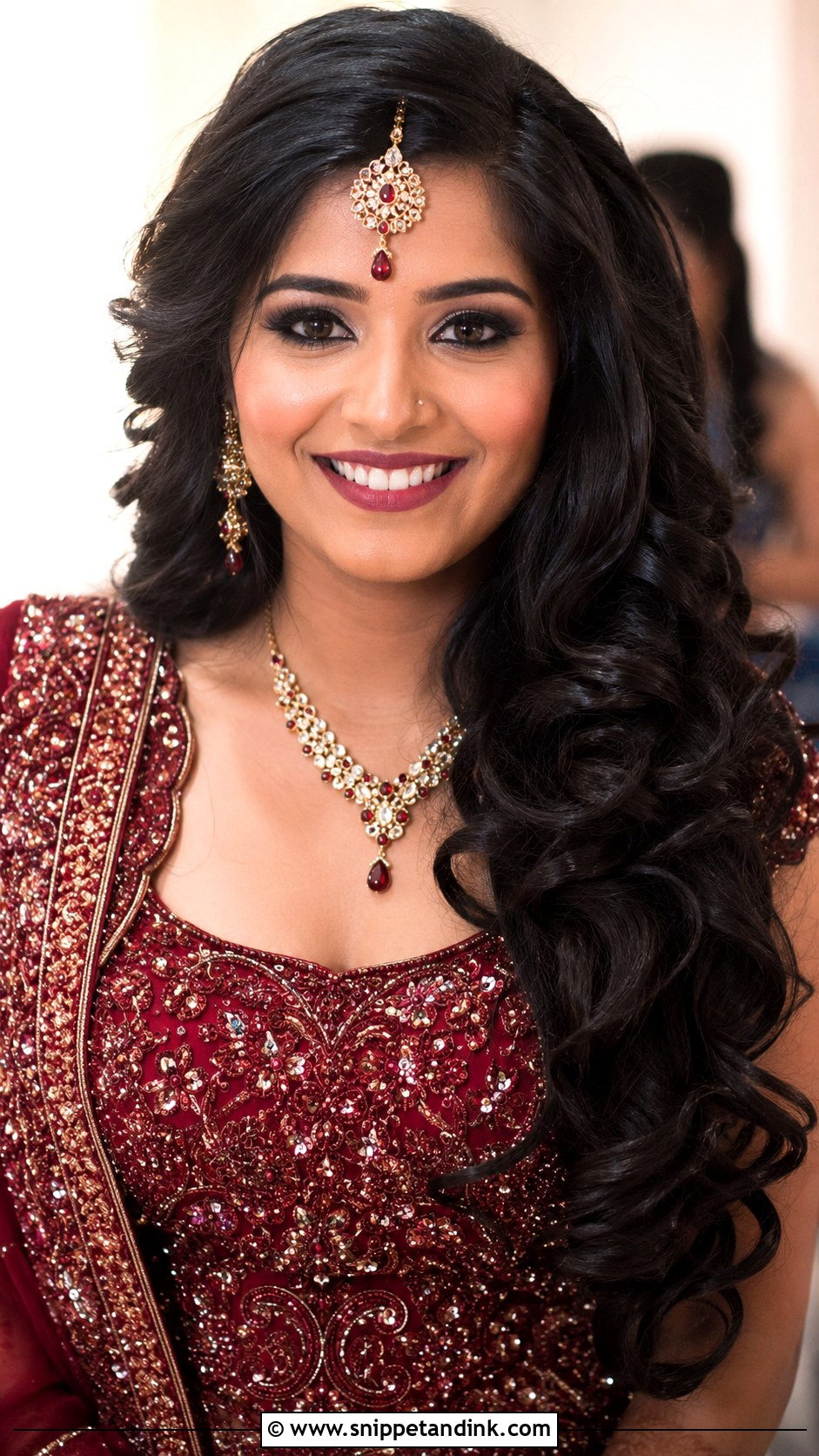 Open Curls With Maang Tikka - Snippet and Ink - 20 Indian Bridal Hair Styling Ideas