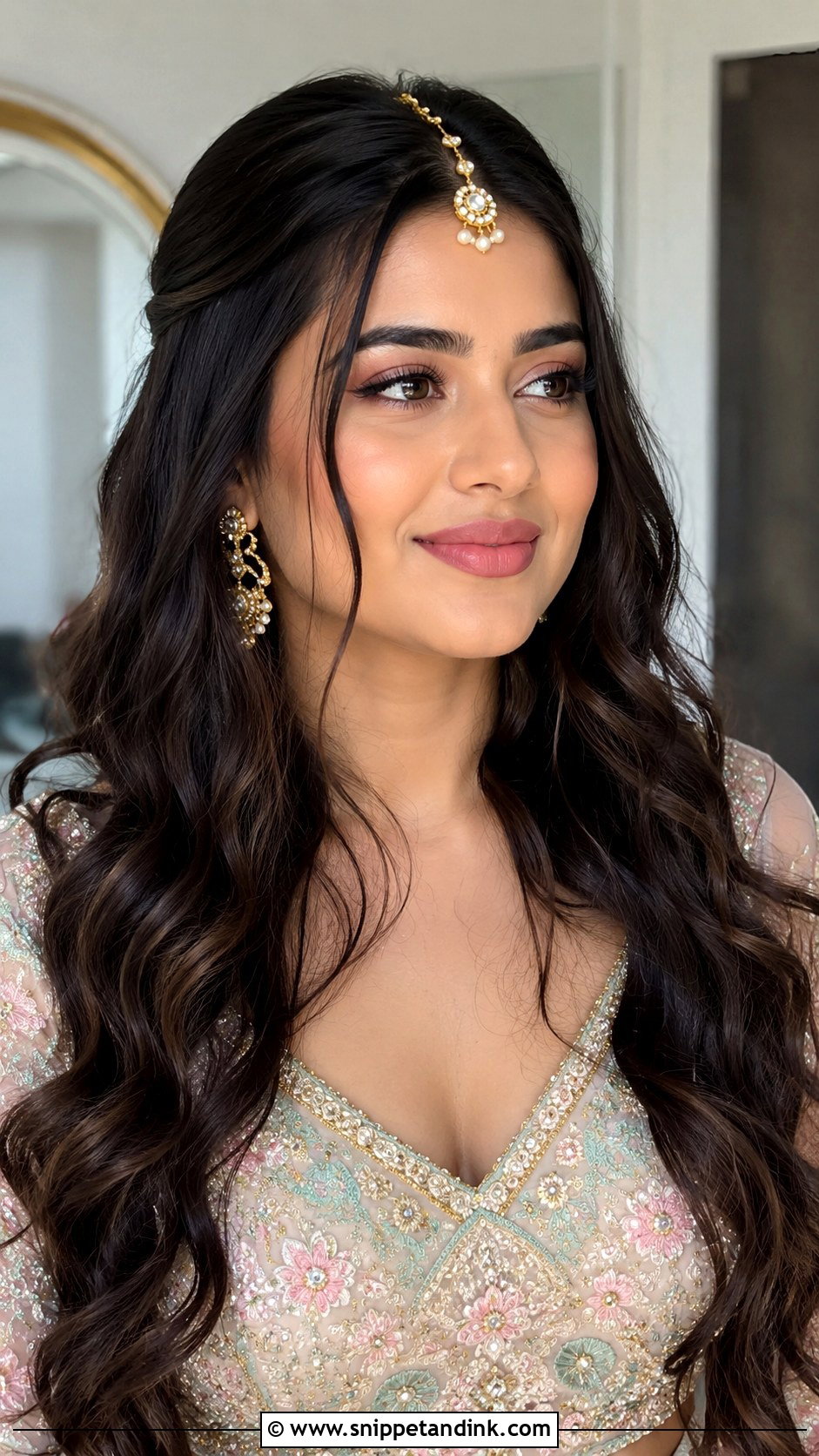 Open Curls With Maang Tikka - Snippet and Ink - 15 Maangtikka Hairstyles
