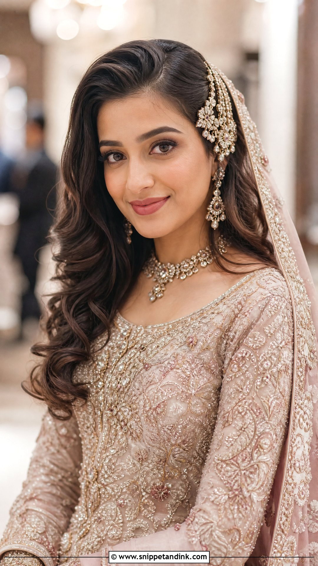 Open Curls With Passa - Snippet and Ink - 20 Pakistani Bridal Hairstyles Nikah