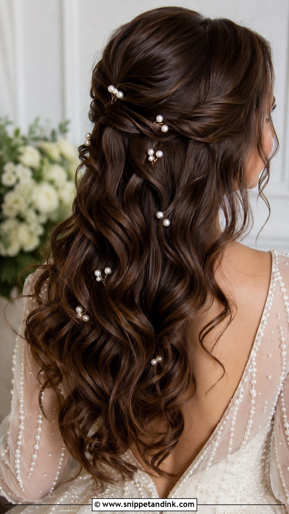 Open Curls With Pearl Pins - Snippet and Ink - 25 Open Curls Hairstyles for Wedding