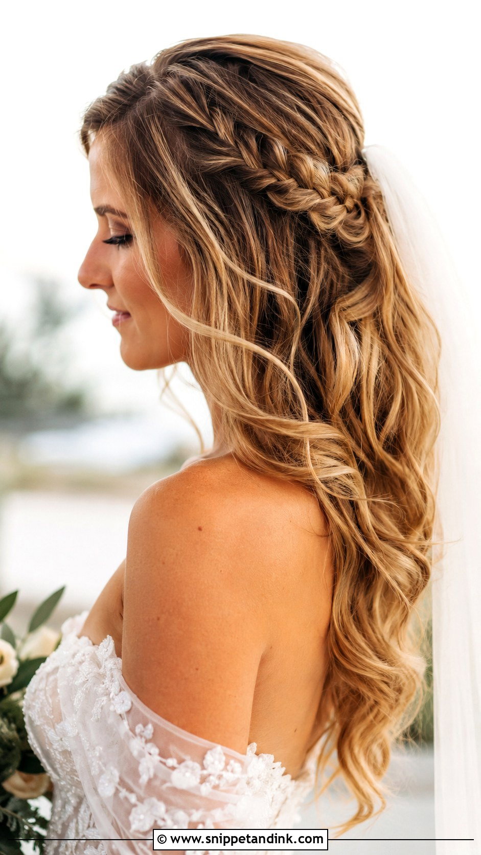 Open Curls With Side Braid - Snippet and Ink - 25 Open Curls Hairstyles for Wedding