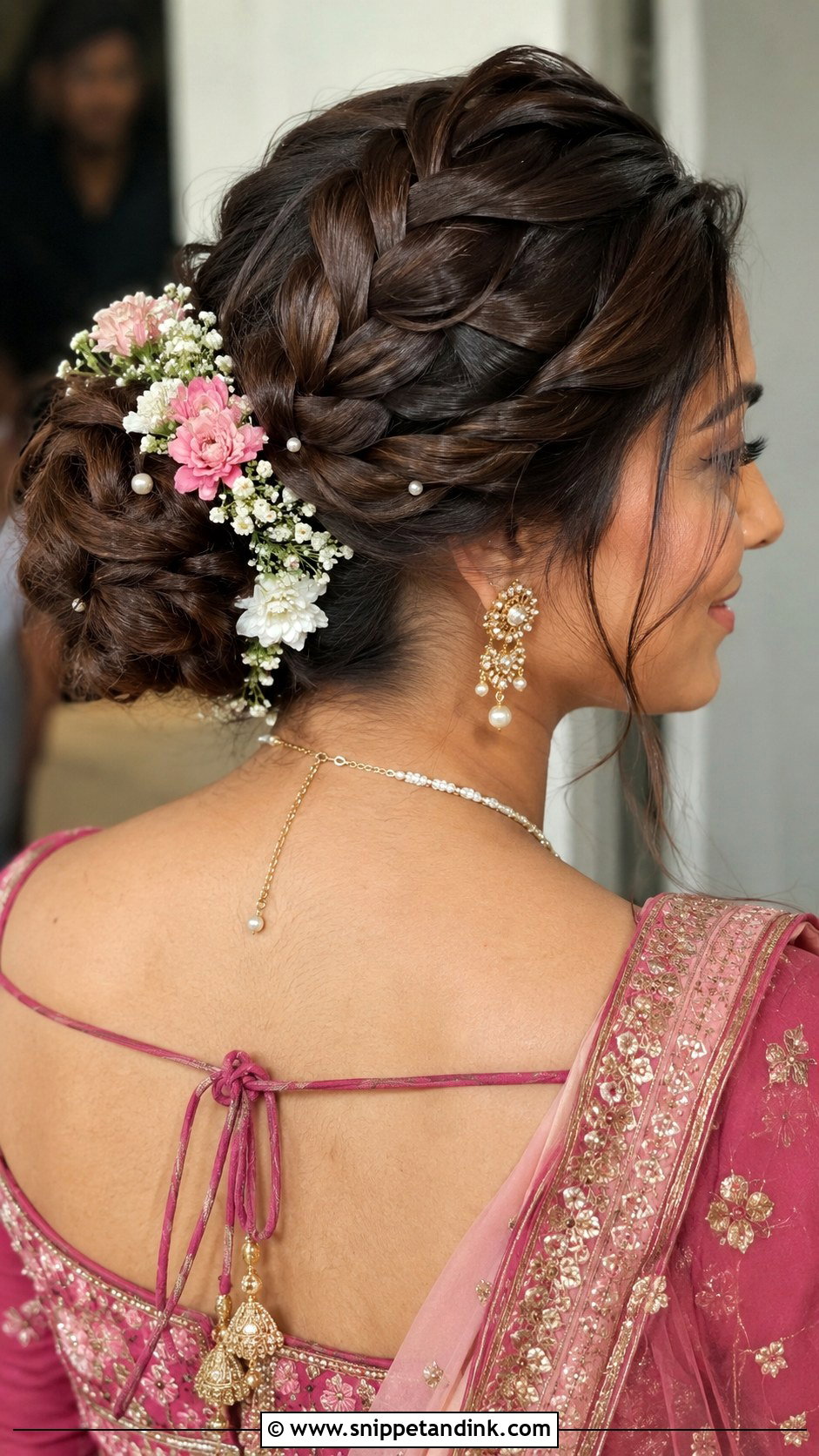 Open Curls With Side Flowers - Snippet and Ink - 20 Mehendi Bride Hairstyle Ideas