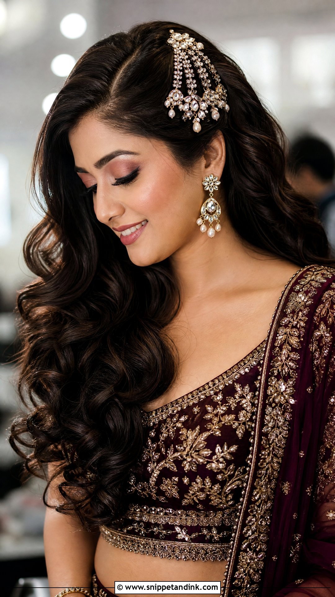 Open Curls With Side Passa - Snippet and Ink - 30 Sangeet Hairstyles for Bride