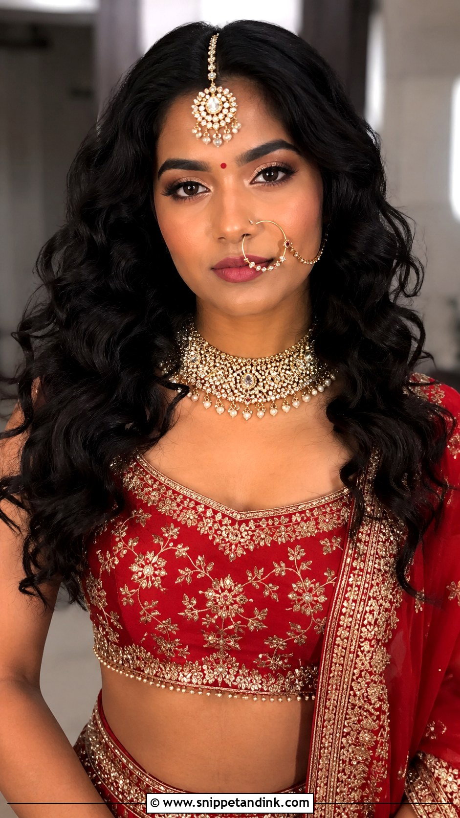 Open Curls with Maang Tikka for Indian Wedding - Snippet and Ink - 25 Curls Open Hairstyles Indian Wedding