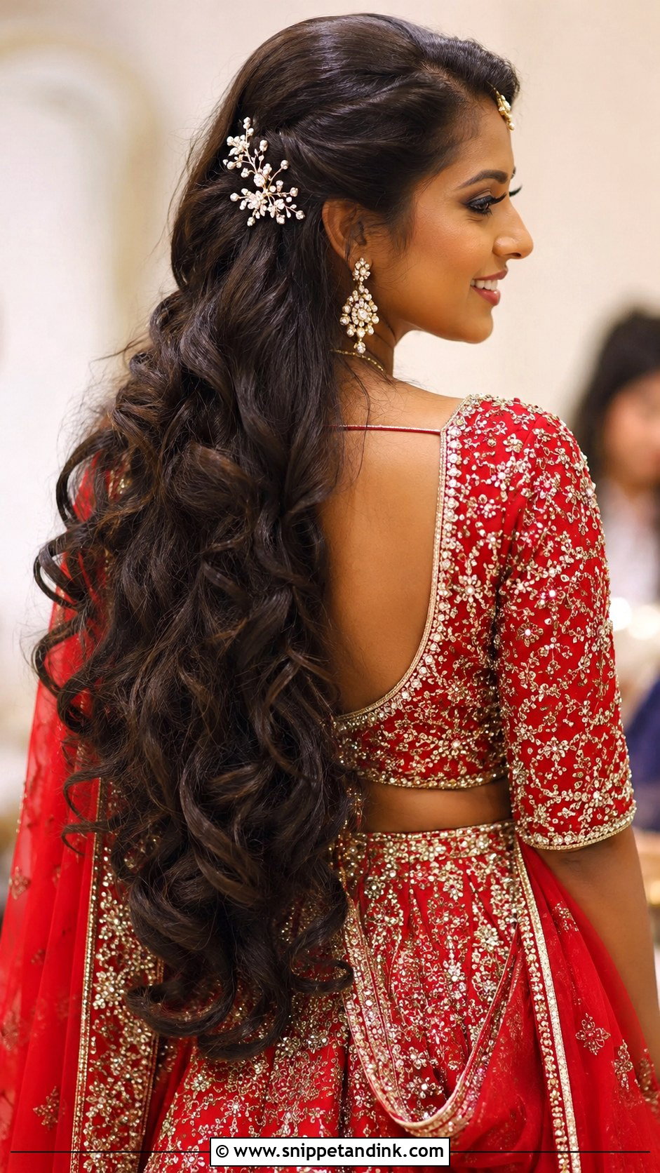 Open Hair Bridal Hairstyle For Long Hair - Snippet and Ink - 20 Indian Open Hair Bridal Hairstyles