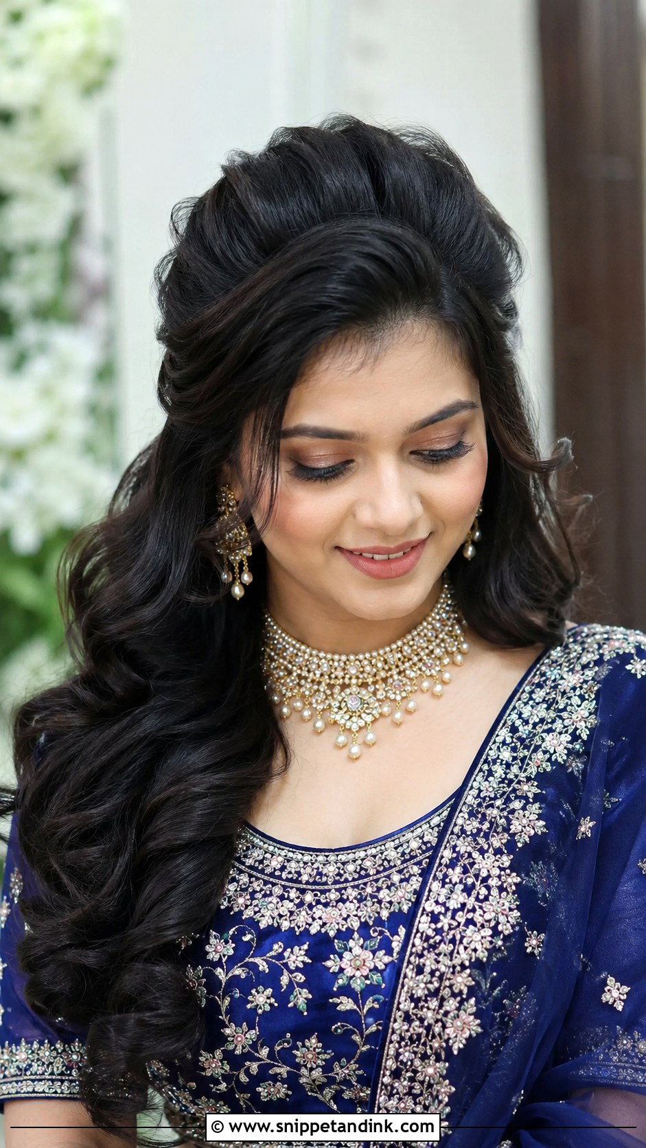Open Hair Bridal Hairstyle With Front Puff - Snippet and Ink - 20 Indian Open Hair Bridal Hairstyles