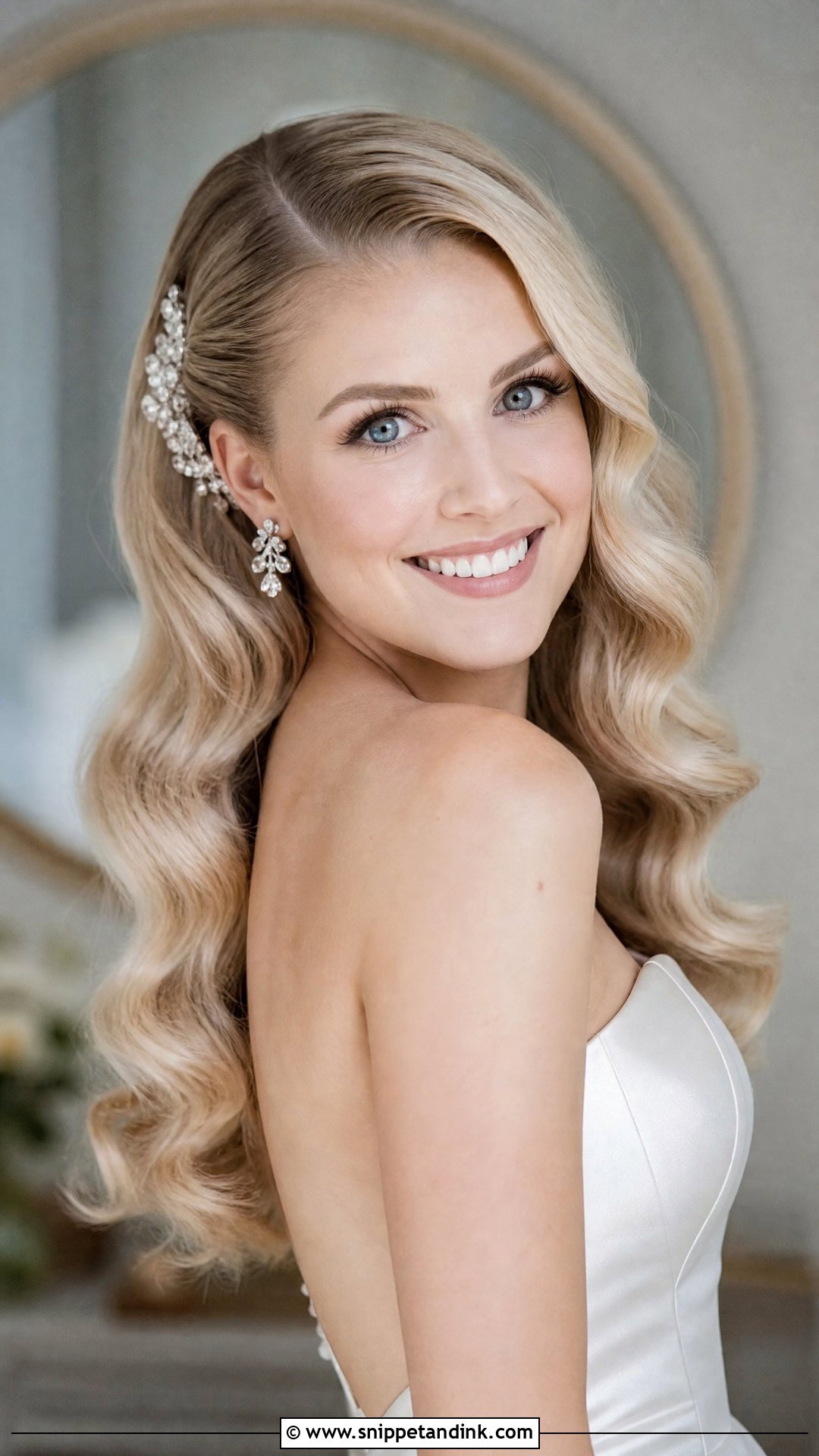Open Hair Bridal Hollywood Waves - Snippet and Ink - 20 Open Hair Bridal Hairstyle Ideas
