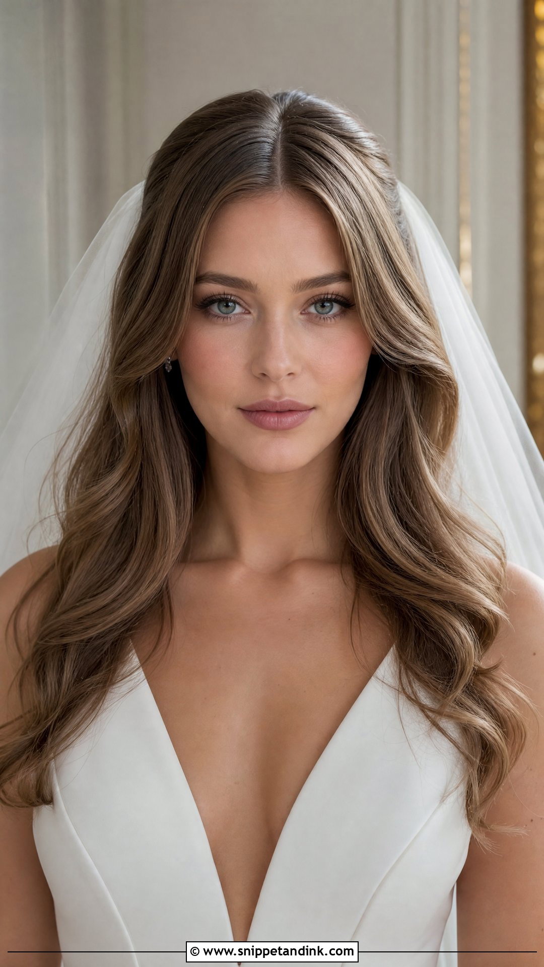 Open Hair Bridal Middle Part - Snippet and Ink - 20 Open Hair Bridal Hairstyle Ideas
