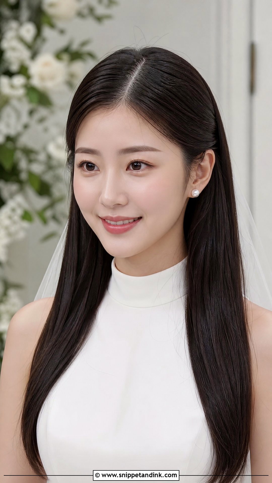 Open Hair Bridal Sleek Straight - Snippet and Ink - 20 Open Hair Bridal Hairstyle Ideas
