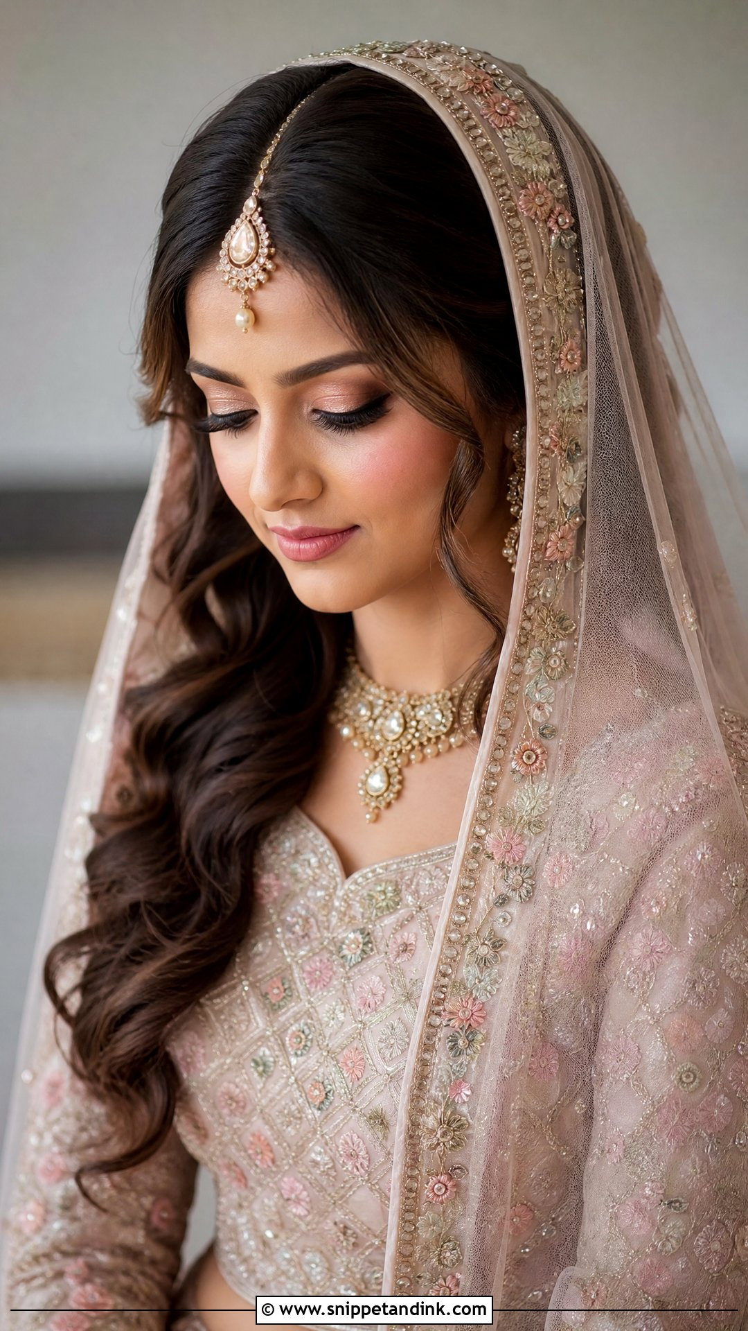 Open Hair Bridal With Dupatta - Snippet and Ink - 20 Open Hair Bridal Hairstyle Ideas