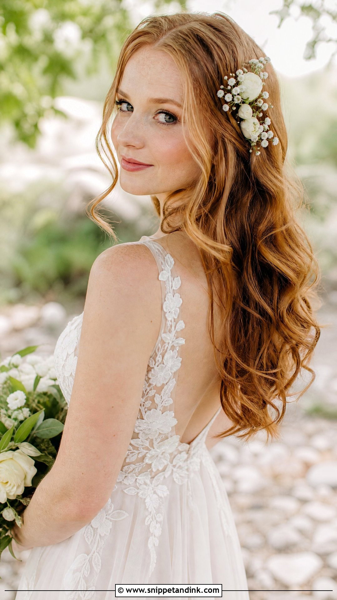 Open Hair Bridal With Flowers - Snippet and Ink - 20 Open Hair Bridal Hairstyle Ideas