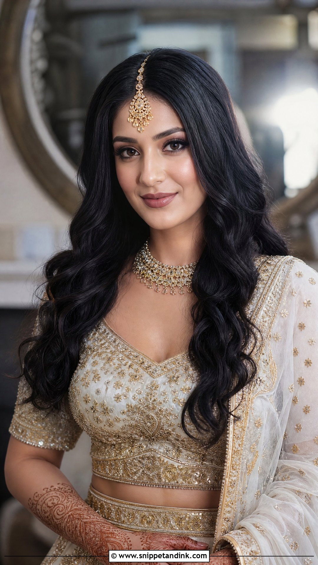 Open Hair Bridal With Maang Tikka - Snippet and Ink - 20 Open Hair Bridal Hairstyle Ideas